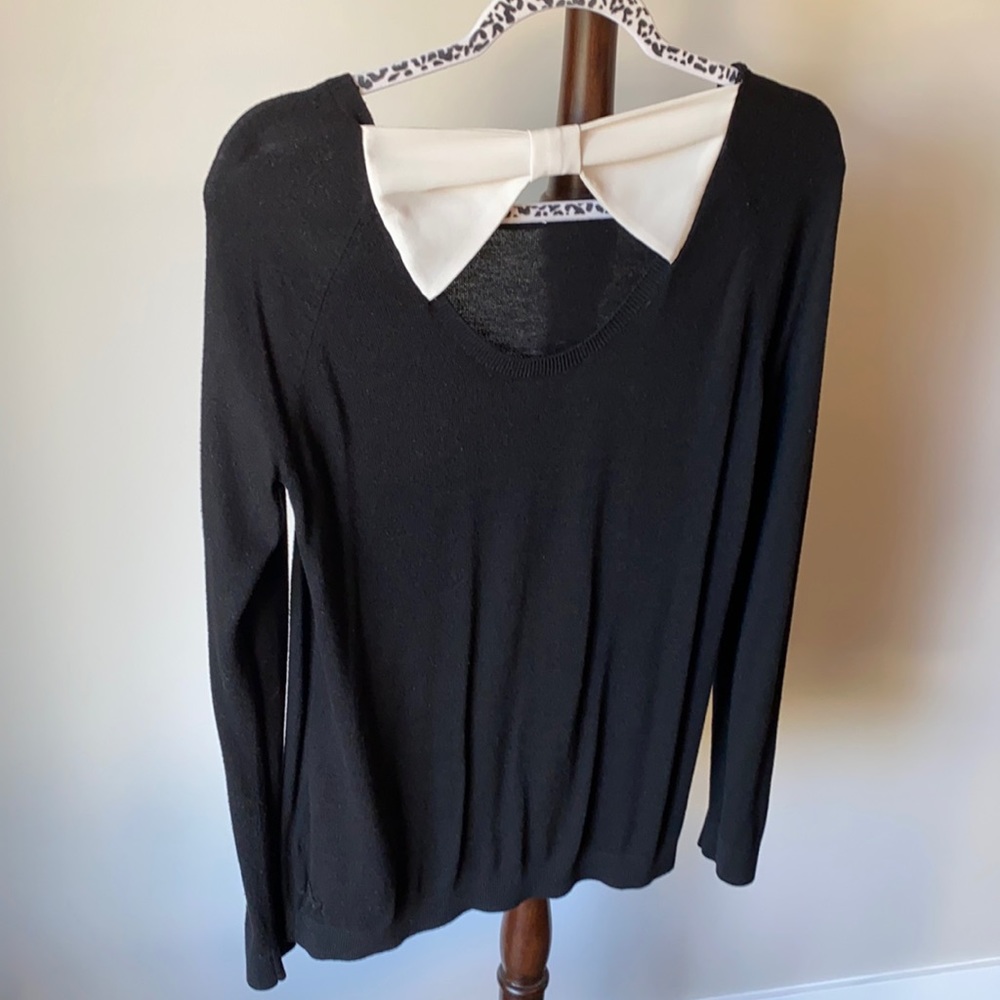 Black long sleeve with White Bow on back shoulder